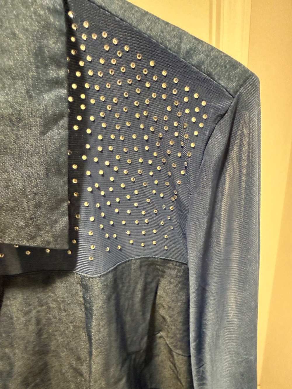 Ashley Stewart Navy Button-Down Shirt with Studded Yoke - Picture 8 of 8